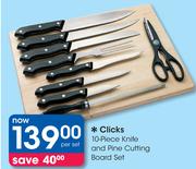 Clicks Knife And Pine Cutting Board Set-Per 10 Piece