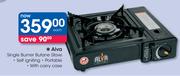 Alva Single Burner Butane Stove-Each