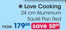 Love Cooking 24Cm Aluminium Saute Pan Red