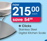 Clicks Stainless Steel Digital Kitchen Scale-Each