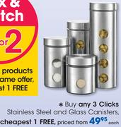 Clicks Stainless Steel And Glass Canisters-Each