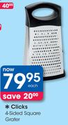 Clicks 4 Sided Square Grater-Each
