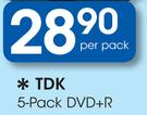 TDK 5 Pack DVD+R-Per Pack