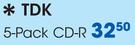 TDK 5 Pack CD-R-Per Pack