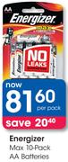 Energizer Max 10 Pack AA Batteries-Per Pack
