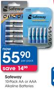 Safeway 10 Pack AA Or AAA Alkaline Batteries-Per Pack