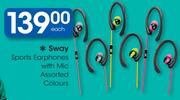 Sway Sports Earphones With Mic-Each