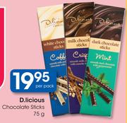 D.licious Chocolate Sticks-75g-Per Pack