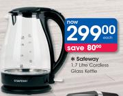 Safeway 1.7Ltr Cordless Glass Kettle