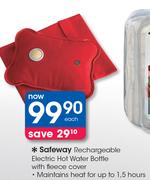 Safeway Rechargeable Electric Hot Water Bottle With Fleece Cover-Each