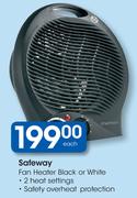 Safeway Fan Heater Black Or White-Each