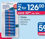 Clicks AA Alkaline Batteries 18's Pack-For 2