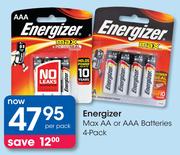 Energiser Max AA Or AAA Batteries-4 Per Pack