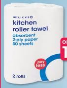Clicks 2 Ply Kitchen Roller Towels-Per Pack