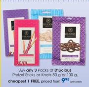 D'Licious Pretzel Sticks Or Knots-50g Or 100g Per Pack