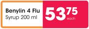 Benylin 4 Flu Syrup-200ml