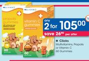Clicks Multivitamins, Propolis Or Vitamin C-2x60 Gummies