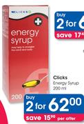  Clicks Energy Syrup-2x200ml