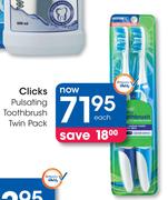 Clicks Pulsating Toothbrush Twin Pack-Each