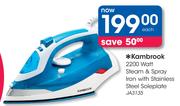 Kambrook 2200 Watt Steam And Spray Iron With Stainless Steel Soleplate-JA3135 Each