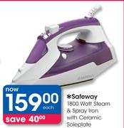 Safeway 1800 Watt Steam And Spray Iron With Ceramic Soleplate Each