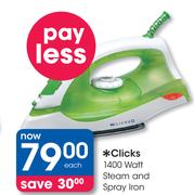 Clicks 1400 Watt Steam And Spray Iron Each