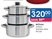 Clicks 6 Piece Stainless Steel Pot Set-Per Set
