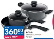 Clicks 5 Piece Aluminium Pot Set-Per Set