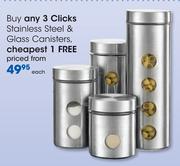 Clicks Stainless Steel & Glass Canisters-Each