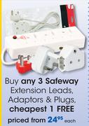Safeway Extension Leads, Adaptors & Plugs-Each