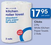 Clicks 2-Ply White Kitchen Paper Towels 2 Rolls-Per Pack