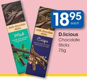 D.licious Chocolate Sticks-75g Each