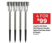 Inspire LED Solar Mini Beacon Garden Spike Stainless Steel & Plastic 81465511-For 4