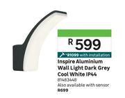 Inspire Aluminium Wall Light Dark Grey Cool White IP44 81483448