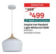 Inspire Iron Pendant Light White E27 60W 81401534