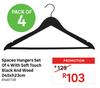Spaceo Hangers Set Of 4 Pack With Soft Touch Black & Wood D45 x H23cm 81461738