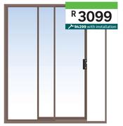Aluminium Sliding Door 1 Panel Sliding Bronze W2100mm x H2100mm 81427012 