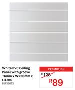White PVC Ceiling Panel With Groove T6mm x W250mm x L3.9m 81456075