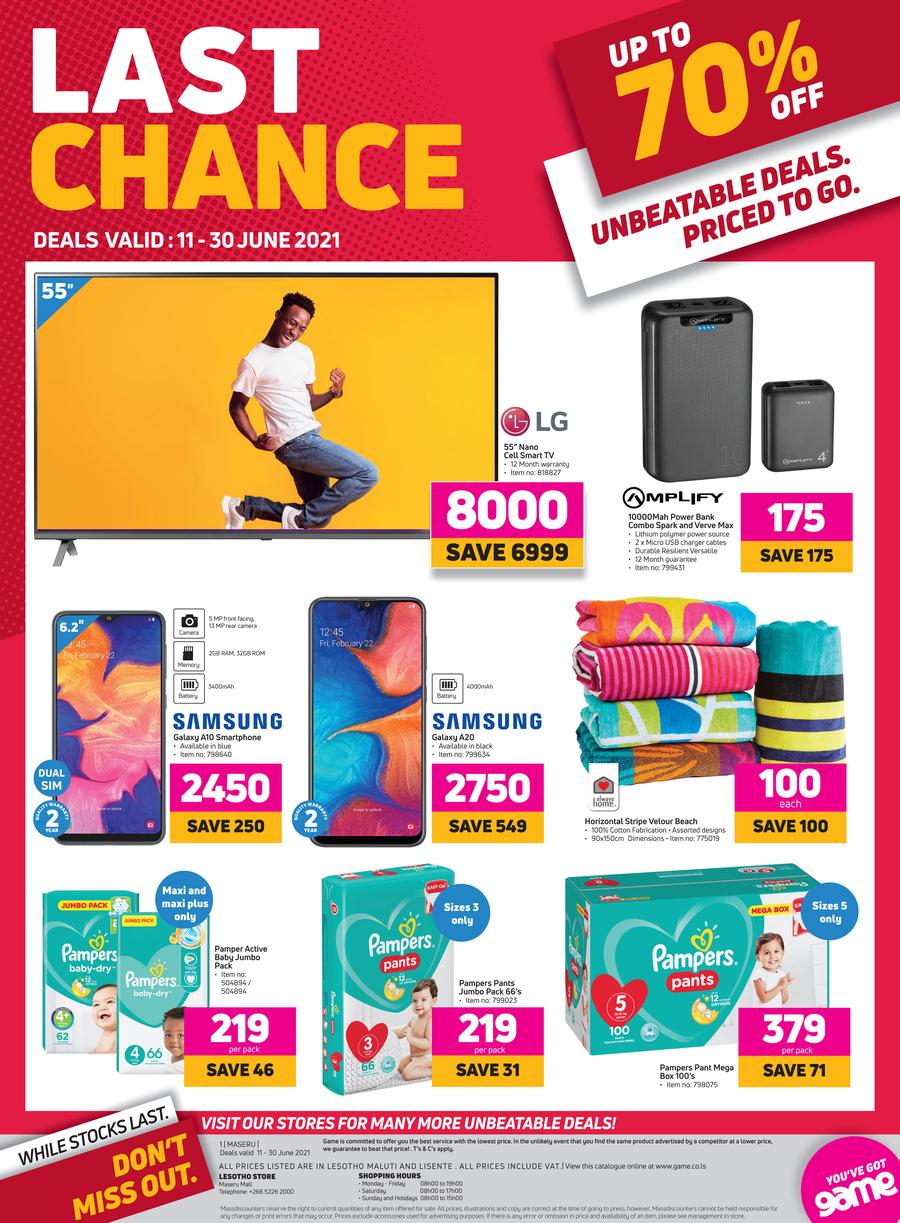 Game Lesotho : Last Chance (11 June - 30 June 2021) — www.guzzle.co.za