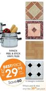 9 Pack Peel & Stick Vinyl Tiles-Per Pack