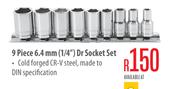 9 Piece 6.4mm (1/4") Dr Socket Set