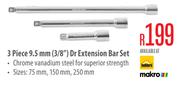 3 Piece 9.5mm (3/8") Dr Extension Bar Set