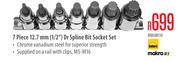 7 Piece 12.7mm (1/2") Dr Spline Bit Socket Set