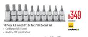 10 Piece 9.5mm (3/8") Dr Torx Bit Socket Set
