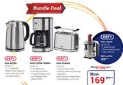 Defy Inox Kettle WK630S + Inox Coffe Maker KM630S+ Inox Toaster TA630S Bundle
