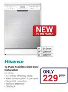 Hisense 12 Place Stainless Steel Door Dishwasher H12DESS
