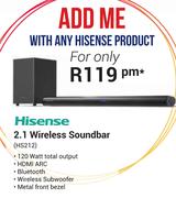 Hisense 2.1 Wireless Soundbar HS212