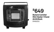 Alva Butane Canister 1 Panel Black Mini Heater 