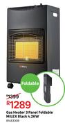 Milex 3 Panel Black Foldable Gas Heater 4.2KW
