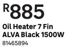 Alva Black Oil Heater 7 Fin 1500W 81465894